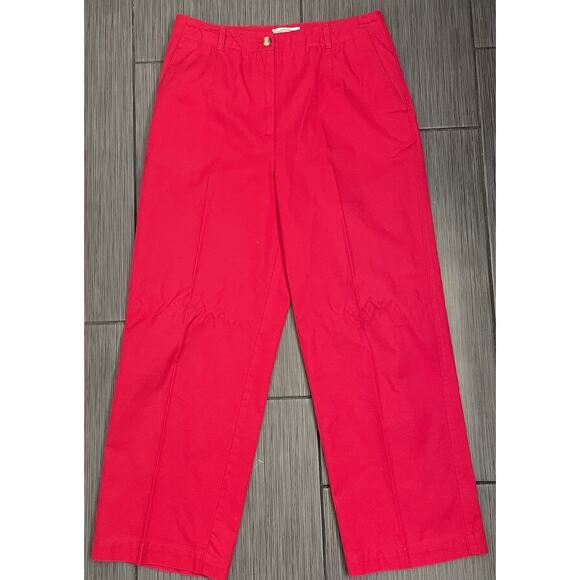 Talbots Hot Pink Straight Leg Pants Size 8 Cotton Spring Bright Easter - Picture 1 of 4